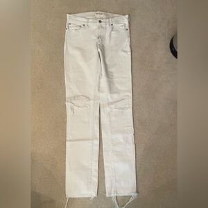 Madewell white jeans with holes